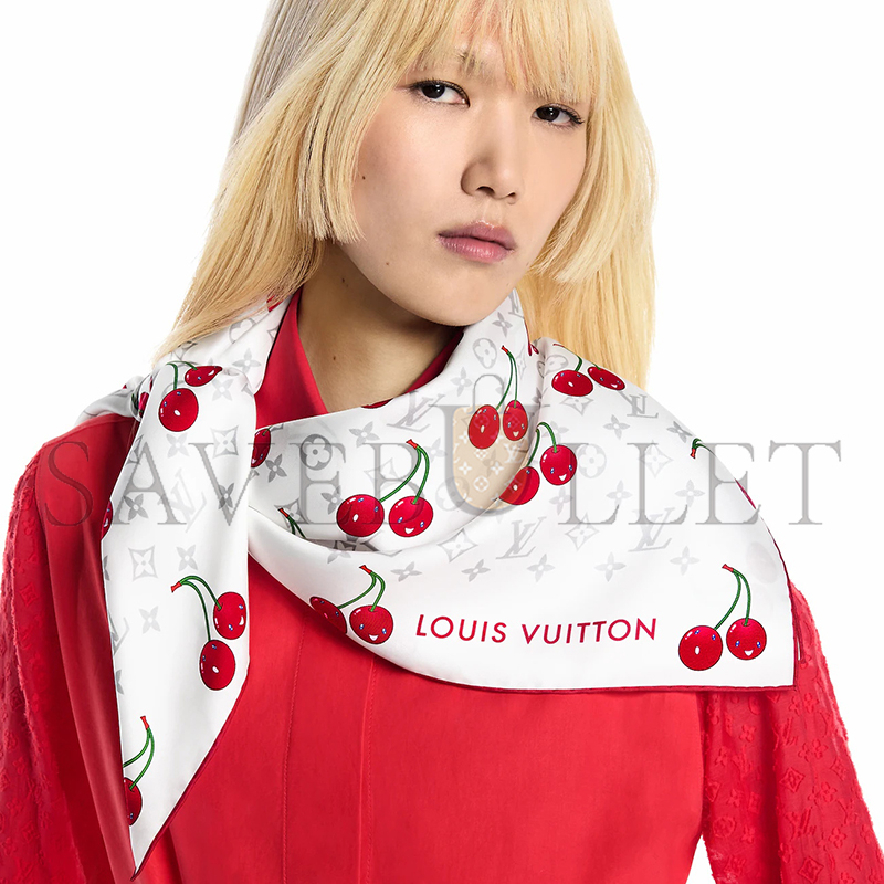 LOUIS VUITTON SCARF MURAKAMI LV X TM MONOGRAM CERISE SQUARE 90 M94966 (90*90cm)